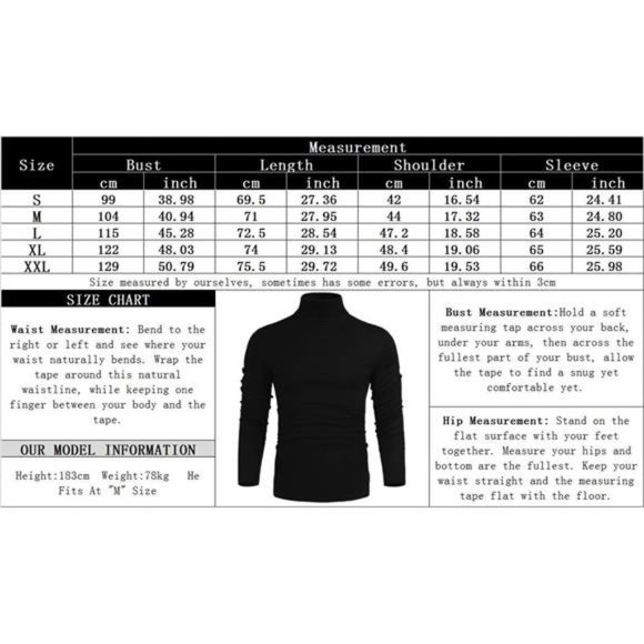 Men's Casual Turtleneck Slim Fit Basic Tops Orange - Picture 6 of 6